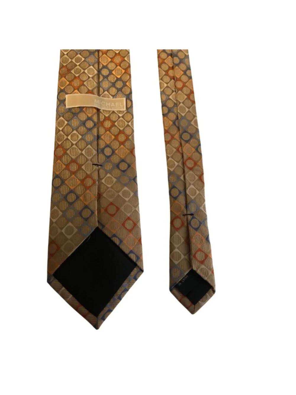 Michael Kors Silk Tie Geometric Tan Multicolor Mens Necktie Office Formal Gift
